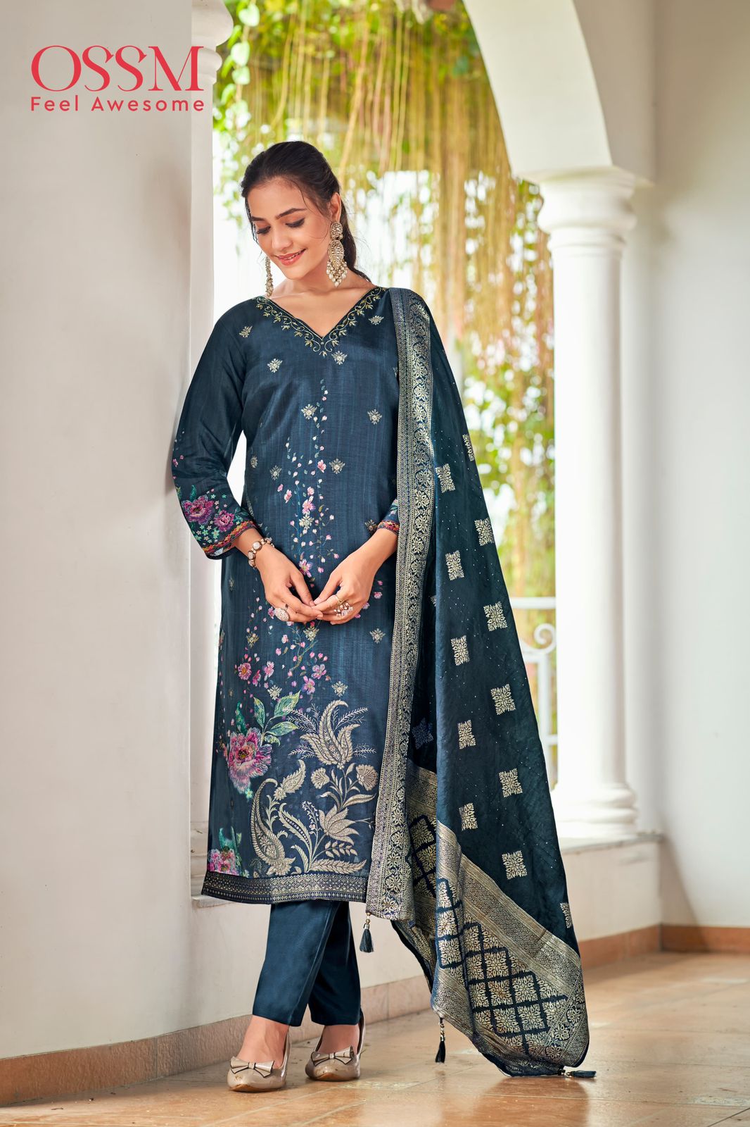 Mandira By Ossm Jacquard Digital Printed Kurti With Bottom Dupatta Wholesale Price In Surat
